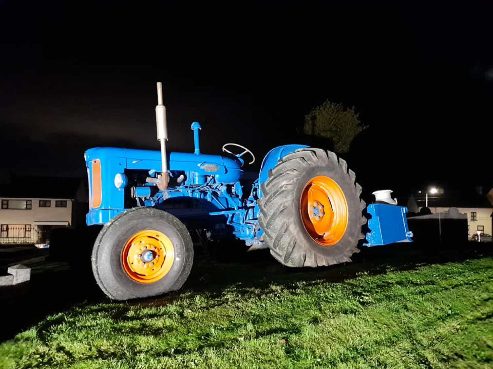 A vintage tractor on display