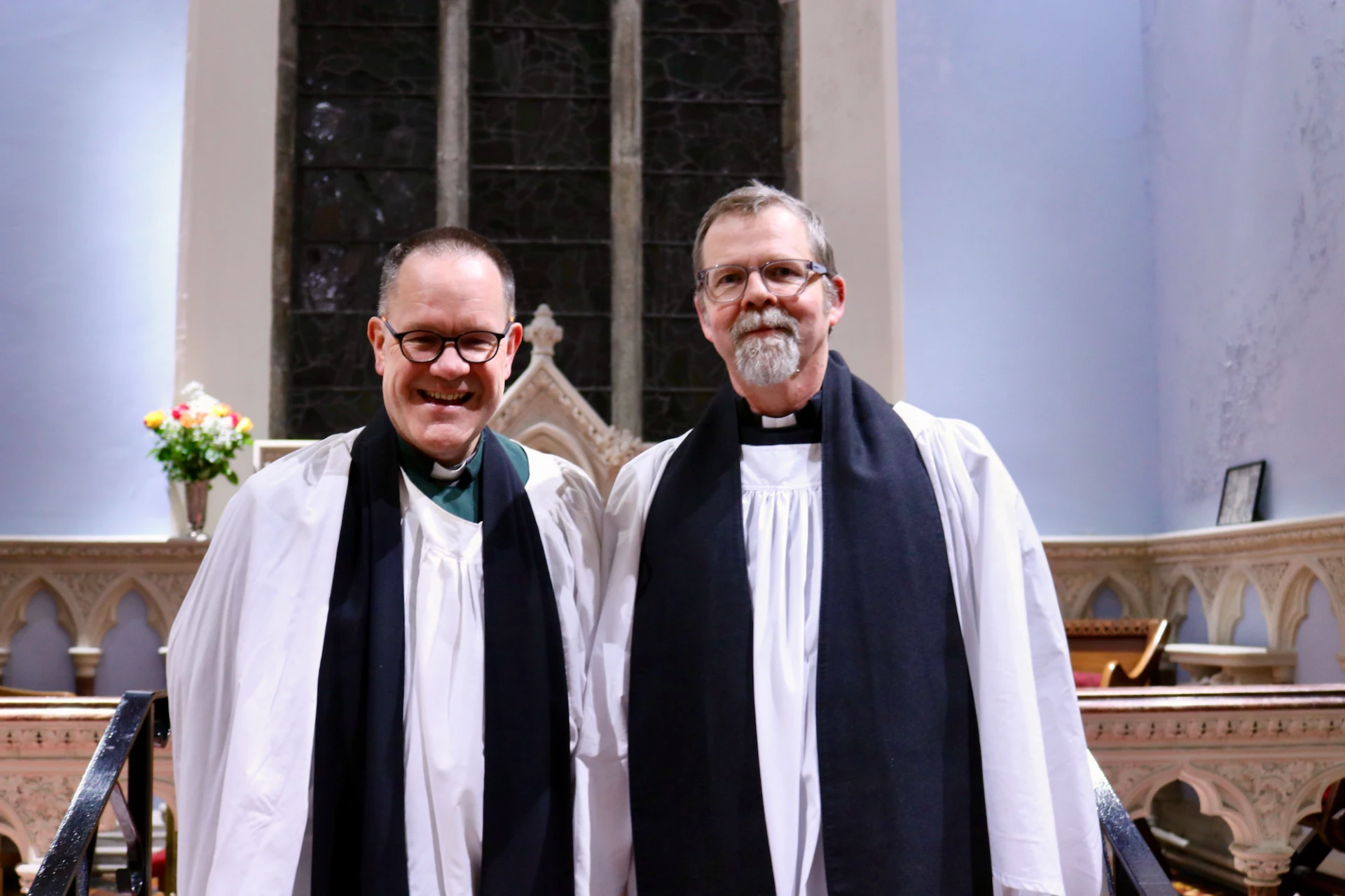 Andy with his preacher, Canon Jono Pierce