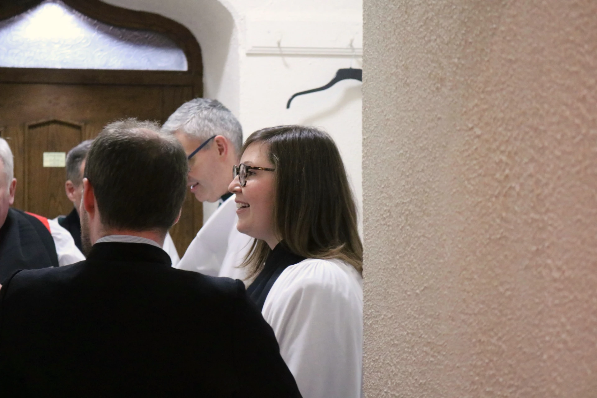 Anna in the clergy vestry beforehand