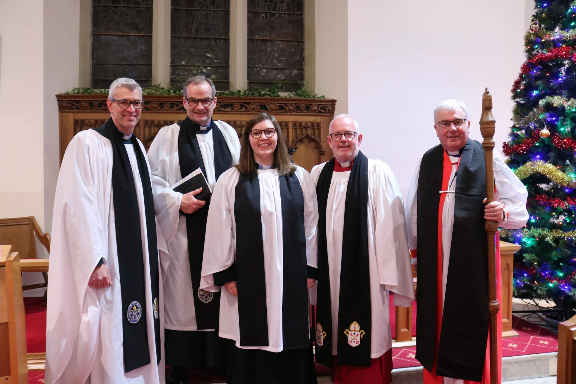 Archdeacon Jim Cheshire, Canon Bryan Follis, Revd Anna WIlliams, Dean Geoff Wilson and Bishop David