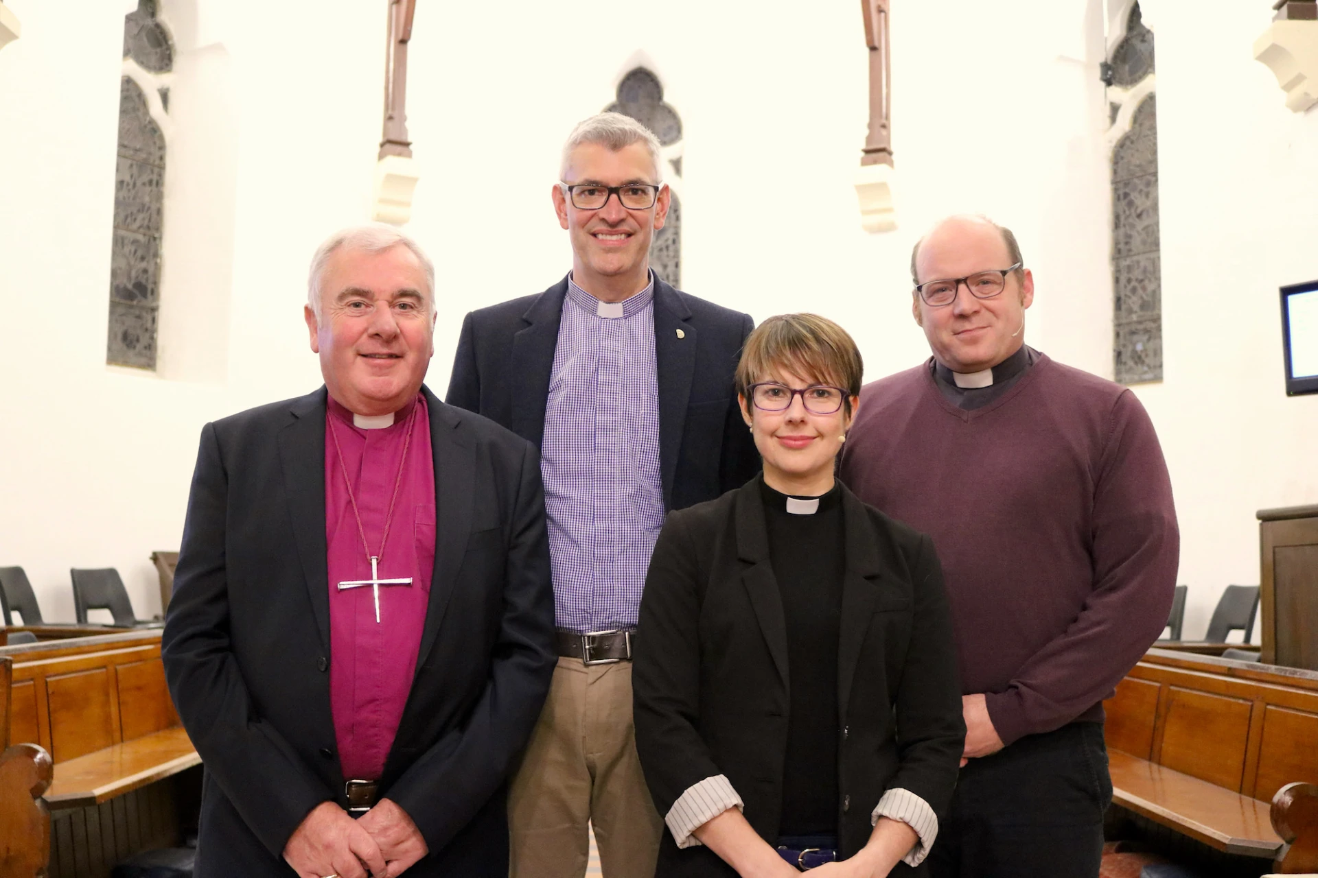 Bishop David, Archdeacon Jim, Revd Dr Claire Aylward and Revd Gaz Tracey