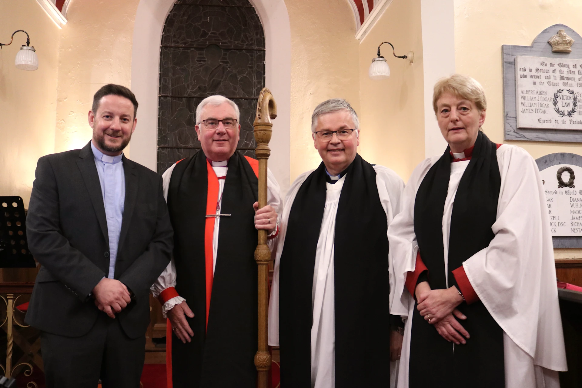 Bishop David and Isaac are joined by Revd Colin Morris (St Donard's Community Church, Dundrum) and Revd Myrtle Morrison (Area Dean)