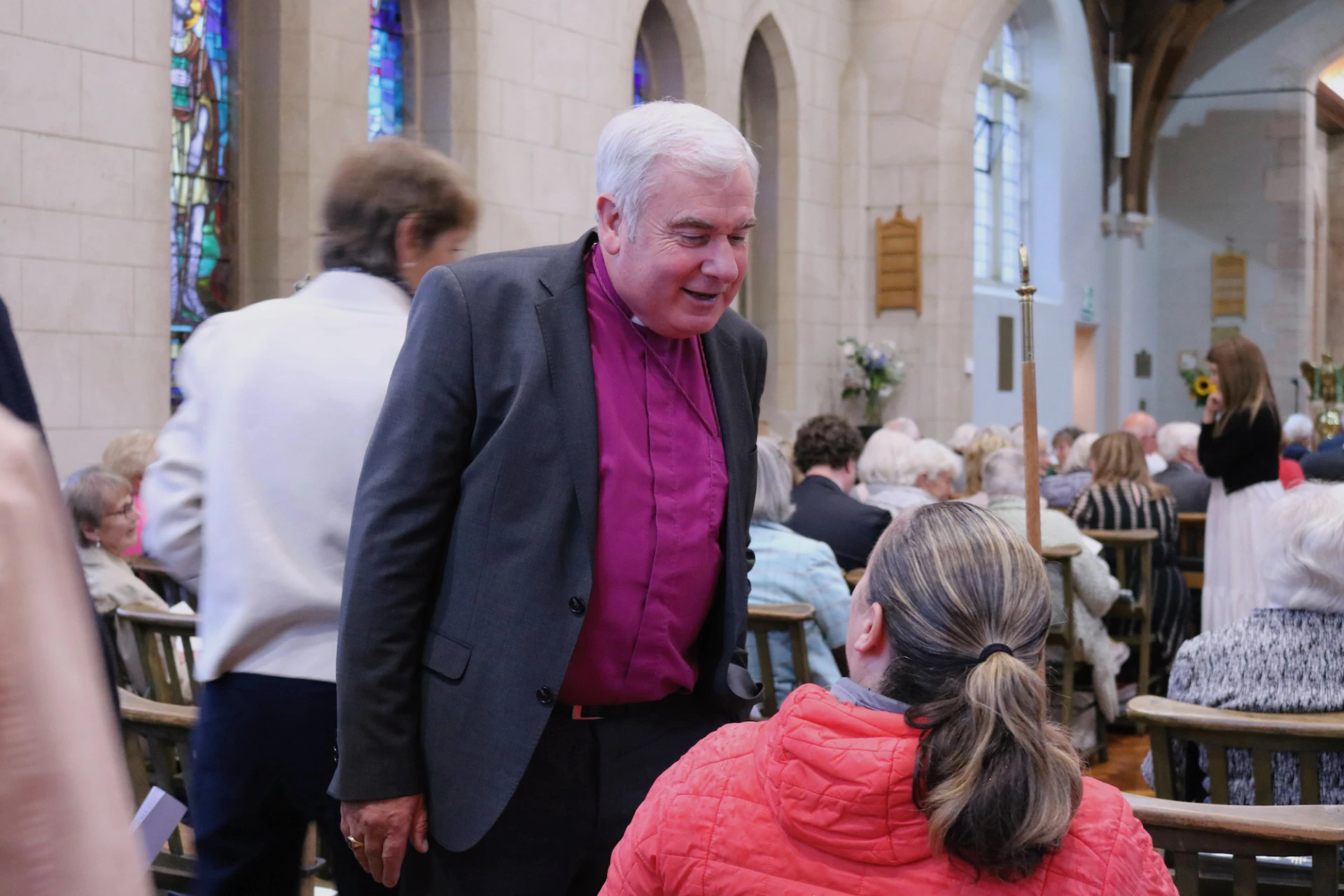 Bishop David chats before the service