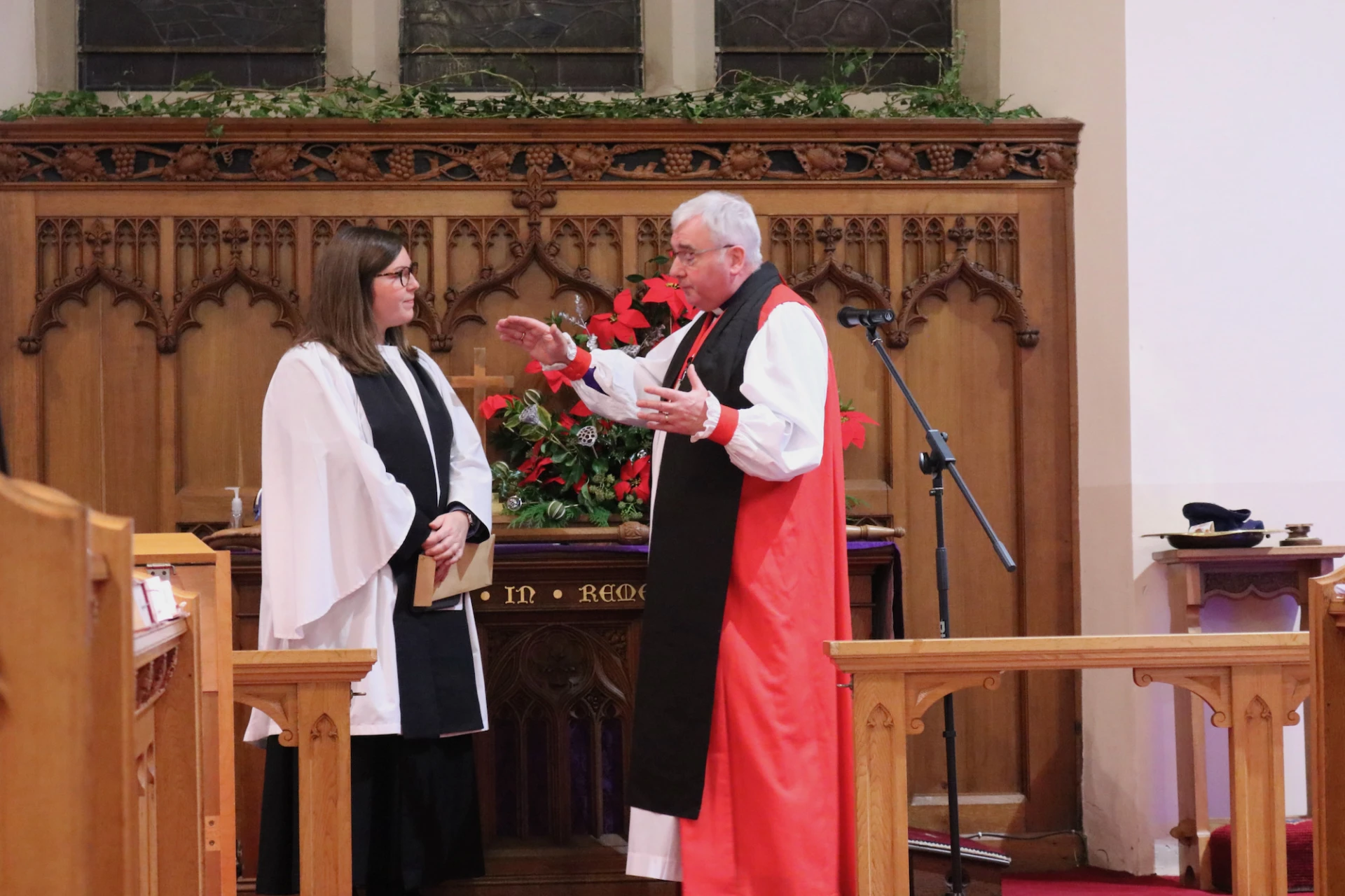 Bishop David shares a verse with Anna