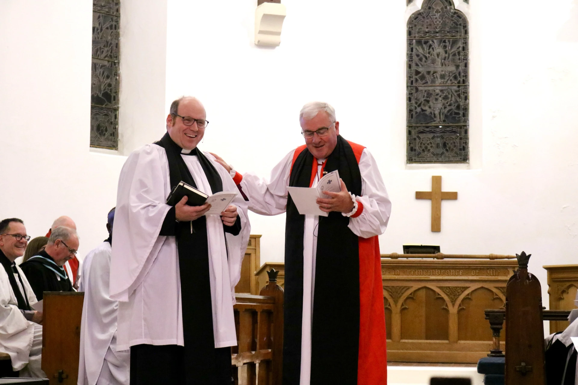 Bishop David welcomes the preacher, Revd Gaz Tracey