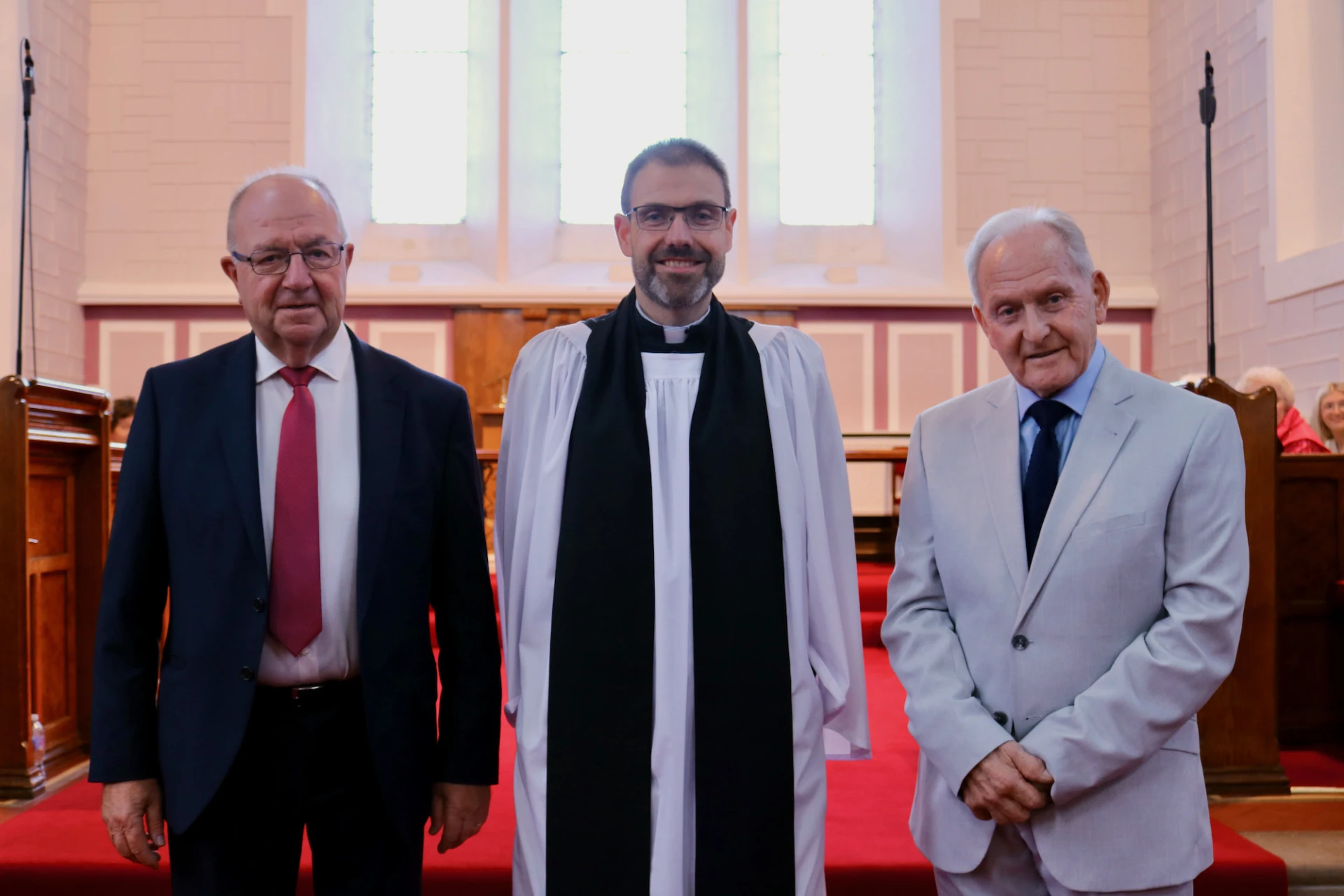 Church Wardens Brian Fulton and Arthur Cassidy with the new rector