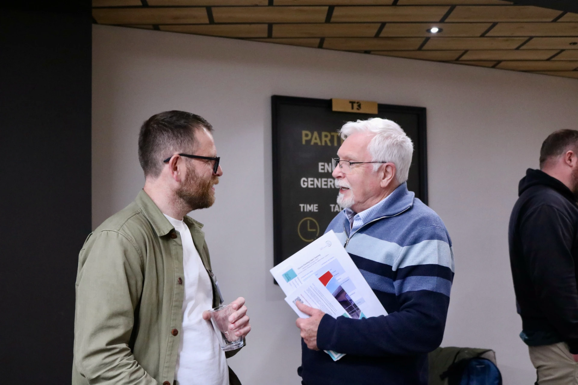 Bishop Harold chats with Tim Burns