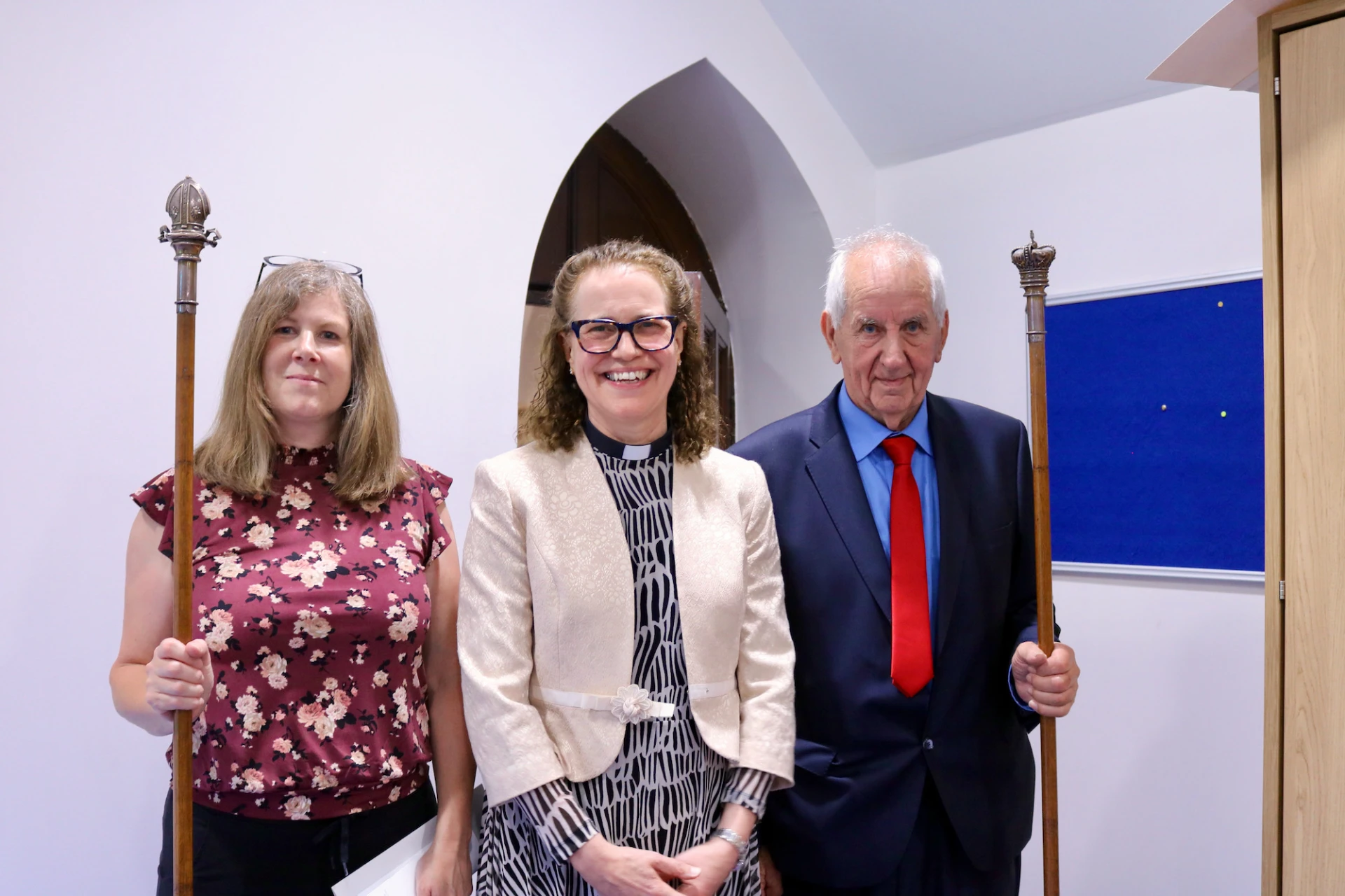Jan with People's Churchwarden Fiona Duff and Rector's Churchwarden John Gilmore