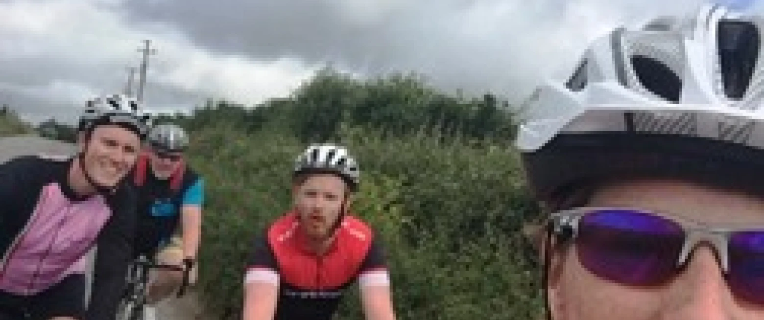 Belfast to Dublin–Mount Merrion cyclists cross the finish line