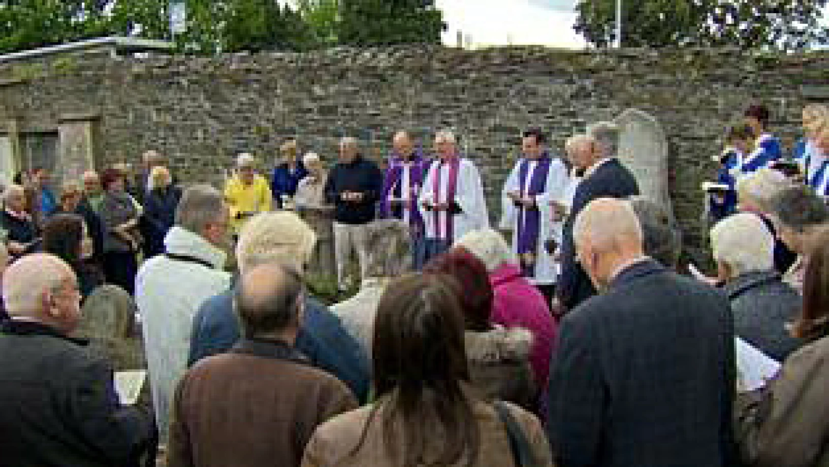 Funeral service at Bangor Abbey for 800 year–old human remains