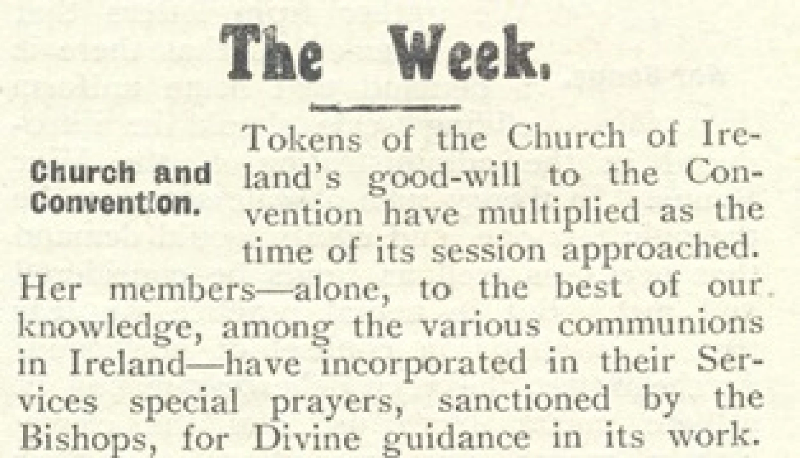 “Good Wishes for the Great Adventure”: The Church of Ireland and the Irish Convention, 1917