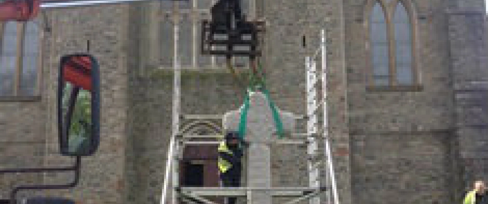 Replica High Cross in place at Down Cathedral 