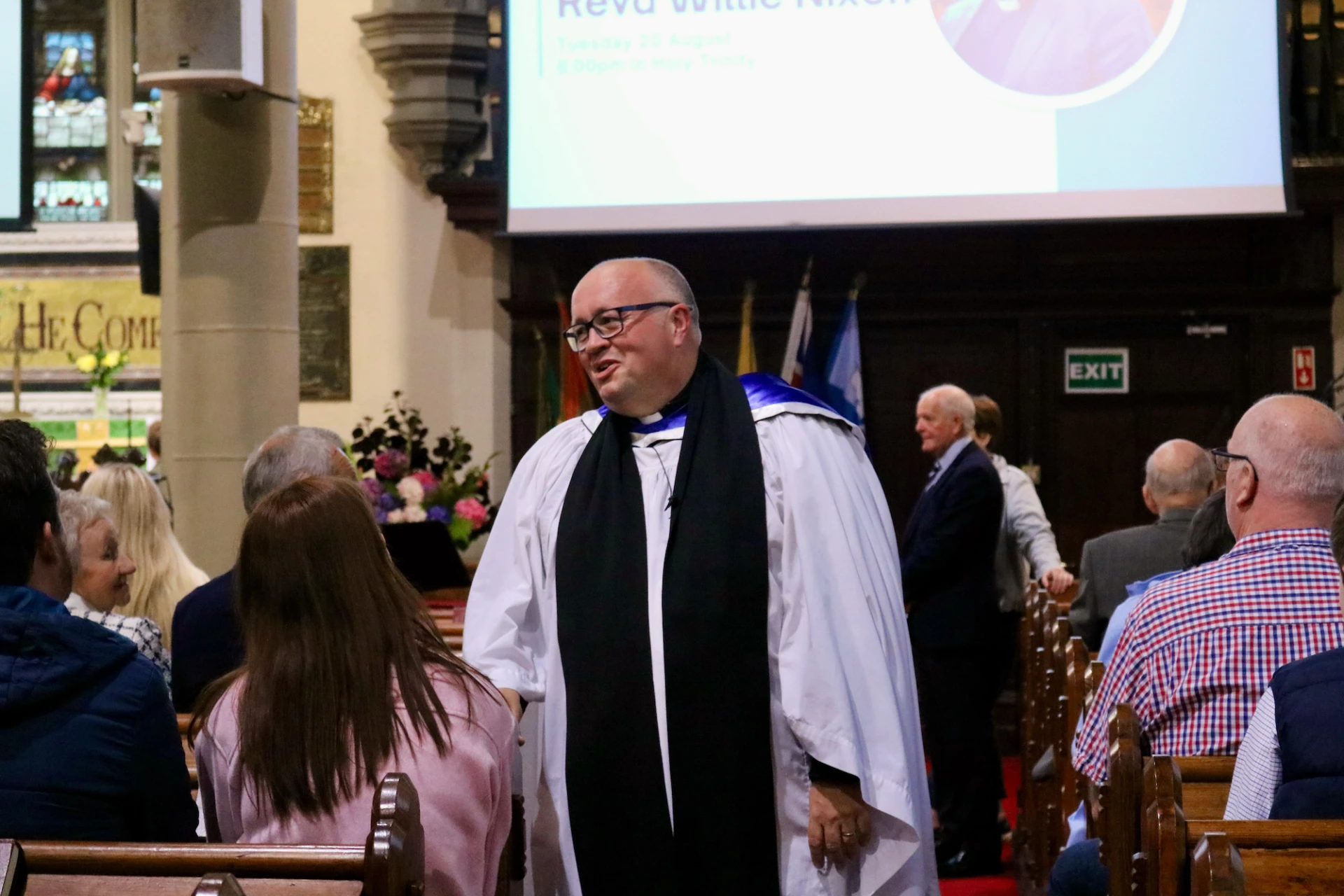 Willie saying hello before the service