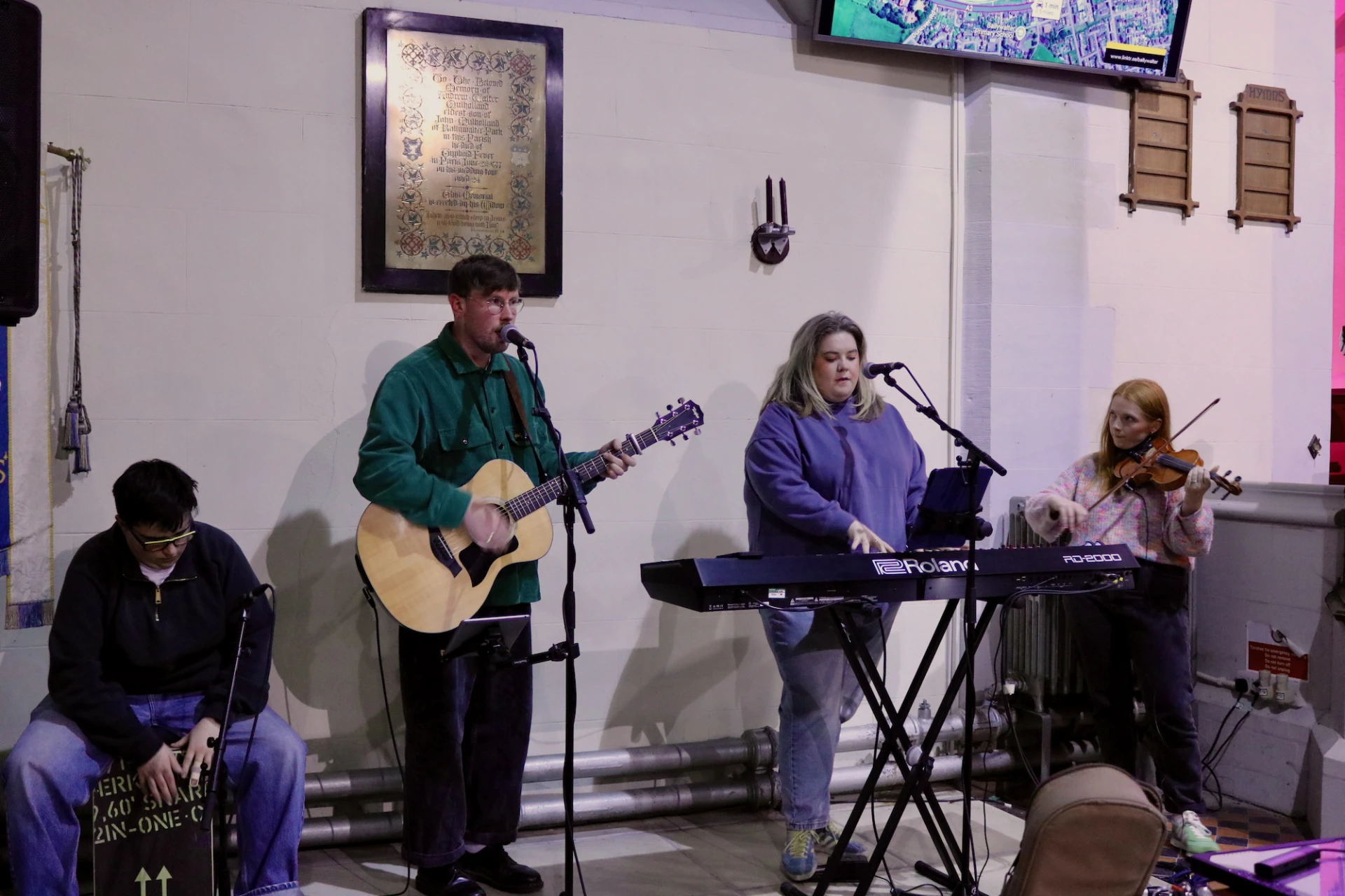 Worship band led by Linda and Adrian's son, Sam Green